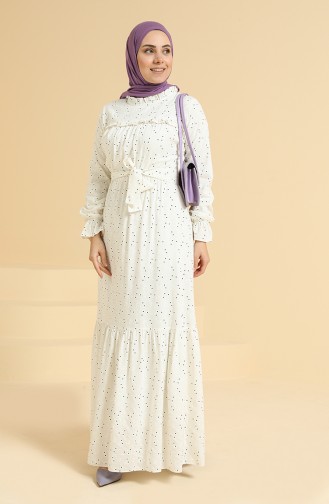 Cream Hijab Dress 0809-02