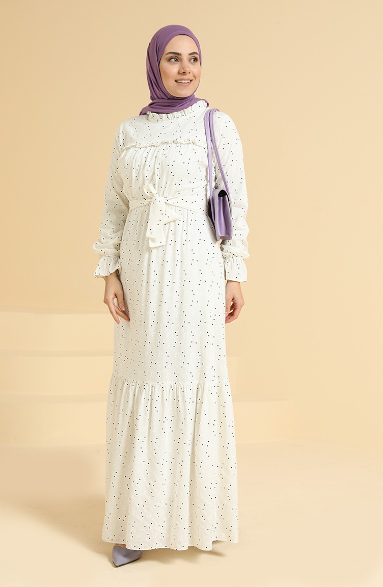 Cream Hijab Dress 0809-02