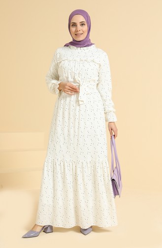 Cream Hijab Dress 0809-02