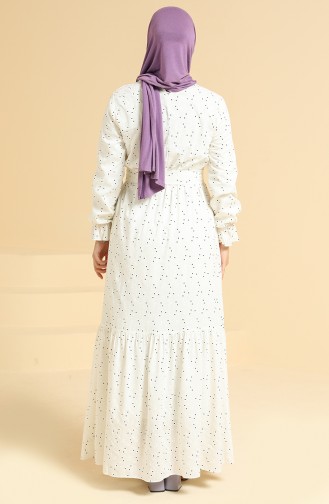 Cream Hijab Dress 0809-02