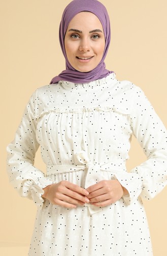 Creme Hijab Kleider 0809-02
