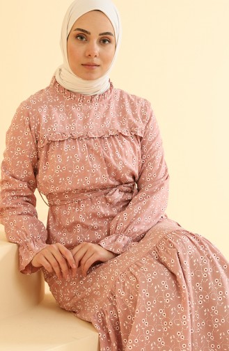 Beige-Rose Hijab Kleider 0809-04