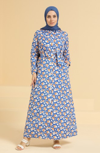 Saks-Blau Hijab Kleider 0841-03