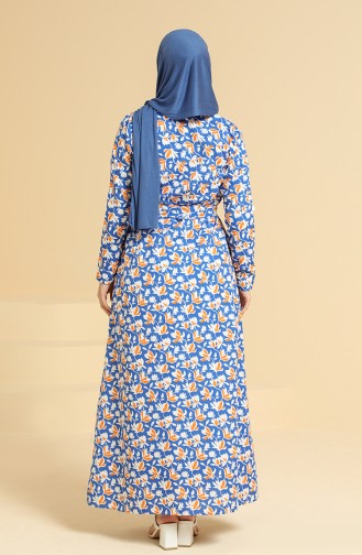Saks-Blau Hijab Kleider 0841-03