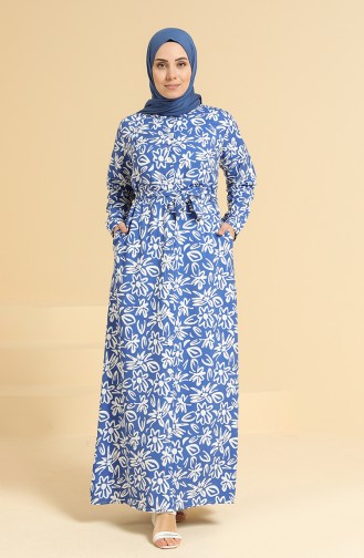 Saks-Blau Hijab Kleider 0841C-02