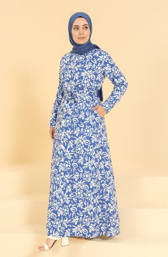 Saxe Hijab Dress 0841C-02