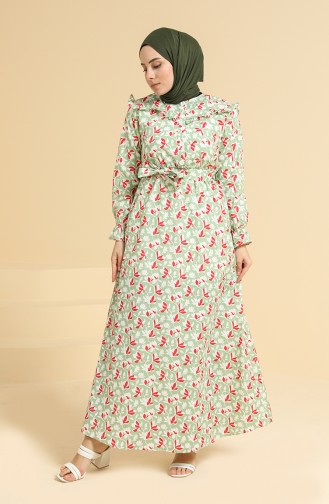 Green Almond Hijab Dress 0842-03