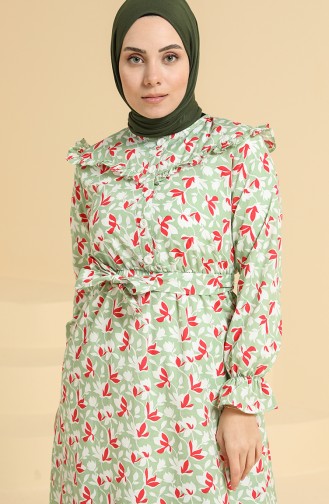 Green Almond Hijab Dress 0842-03