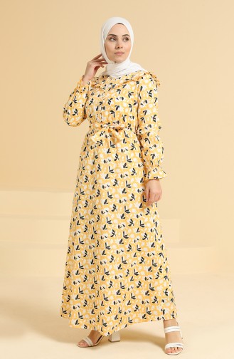 Gelb Hijab Kleider 0842-04