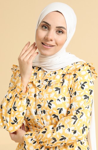 Gelb Hijab Kleider 0842-04