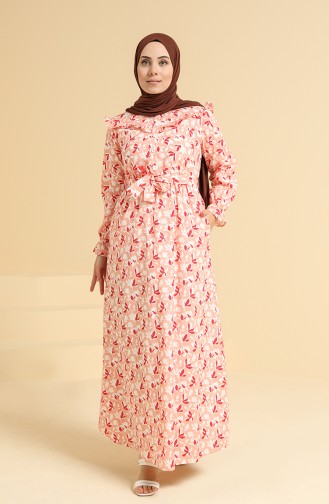 Lachsrosa Hijab Kleider 0842-06