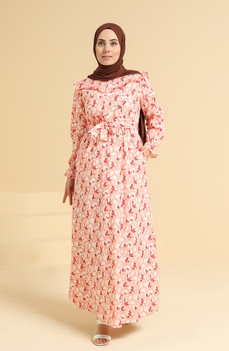 Salmon Hijab Dress 0842-06