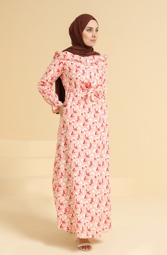 Salmon Hijab Dress 0842-06