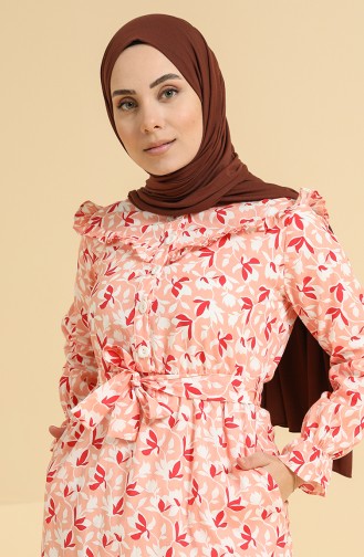Salmon Hijab Dress 0842-06