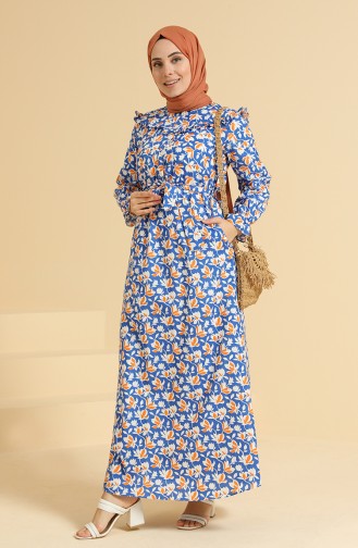 Saxe Hijab Dress 0842-07