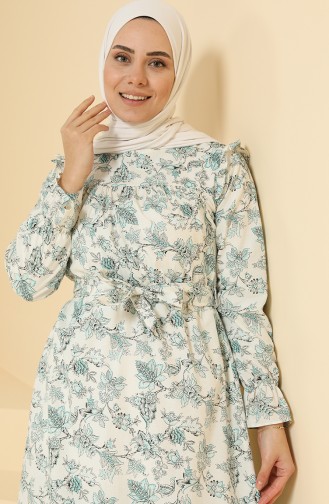 Türkis Hijab Kleider 0847-01