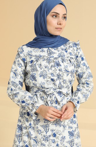 Saks-Blau Hijab Kleider 0847-03