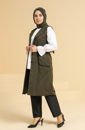 Khaki Strickjacke 1664-03