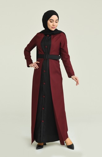 Claret Red Hijab Dress 12166