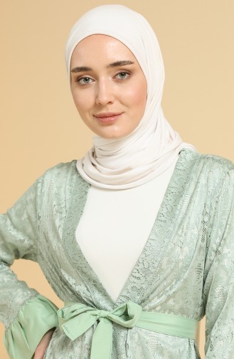 Garnili Dantel Abaya 1456-01 Yeşil Fıstık Yeşili