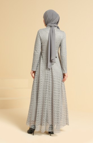 Gray Hijab Evening Dress 11854