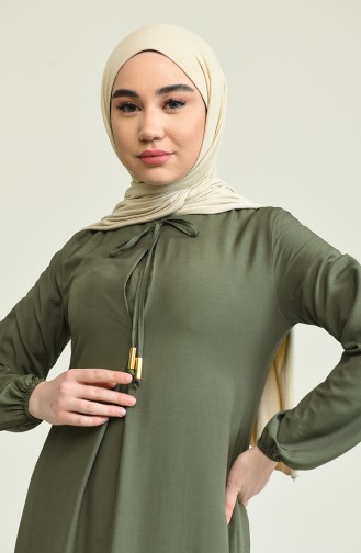 Robe Manches Élastiques Avec Plis en A 4536-02 Khaki 4536-02