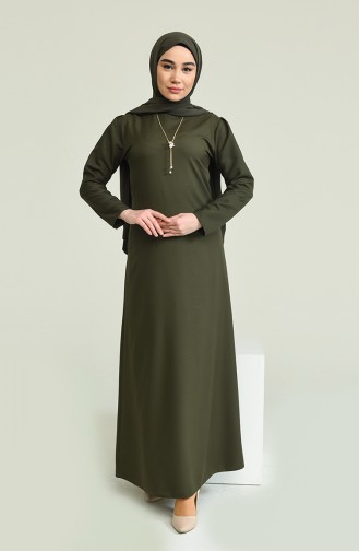 Robe avec Collier 4508-04 Khaki Foncé 4508-04