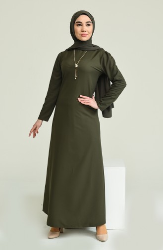 Robe avec Collier 4508-04 Khaki Foncé 4508-04