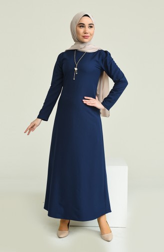 Navy Blue Hijab Dress 4508-02