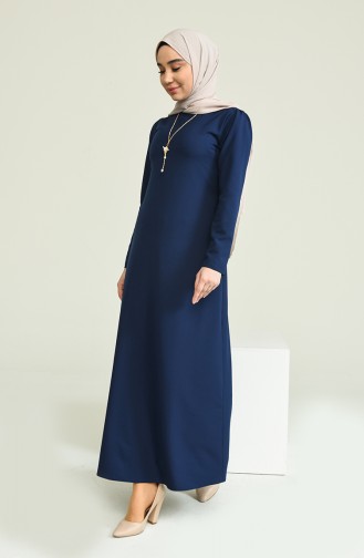 Navy Blue Hijab Dress 4508-02