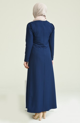 Navy Blue Hijab Dress 4508-02