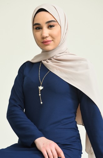 Navy Blue İslamitische Jurk 4508-02