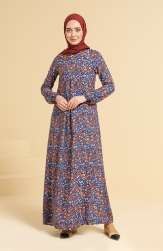 Navy Blue Hijab Dress 3302-02