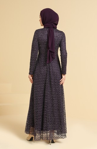Purple Hijab Evening Dress 11853