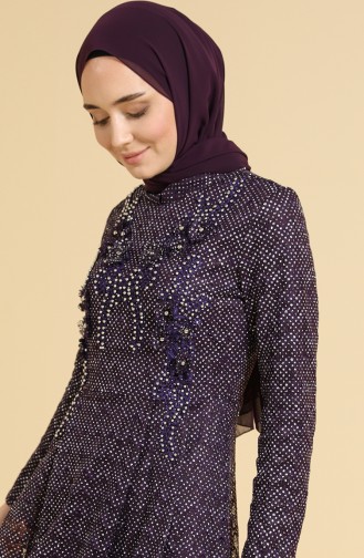Purple İslamitische Avondjurk 11853