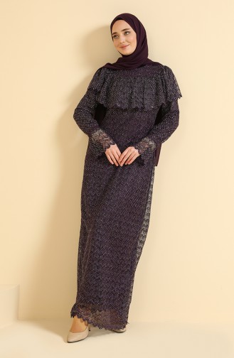 Purple Hijab Evening Dress 11844