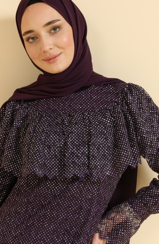 Purple Hijab Evening Dress 11844