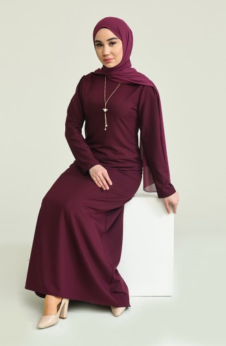 Plum Hijab Dress 4508-03