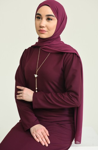 Plum Hijab Dress 4508-03