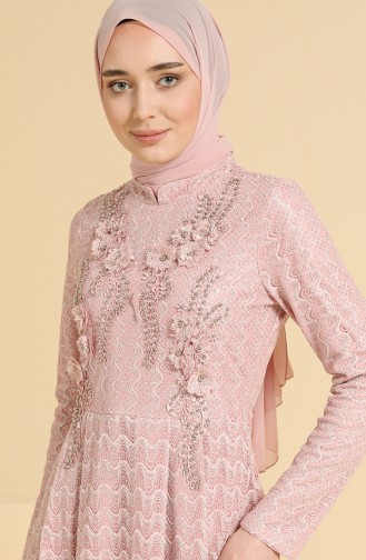 Powder Hijab Evening Dress 11851