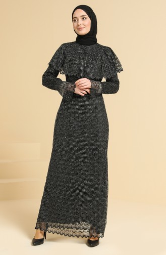 Black Hijab Evening Dress 11846