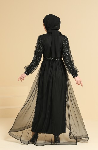 Black Hijab Evening Dress 5629-02