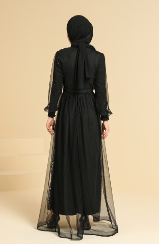 Black Hijab Evening Dress 5629-03