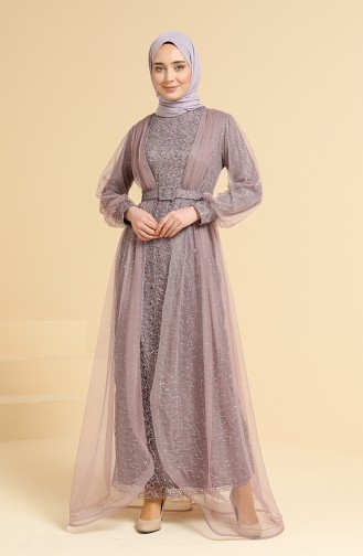 Violet Hijab Evening Dress 5629-07