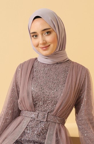 Violet Hijab Evening Dress 5629-07