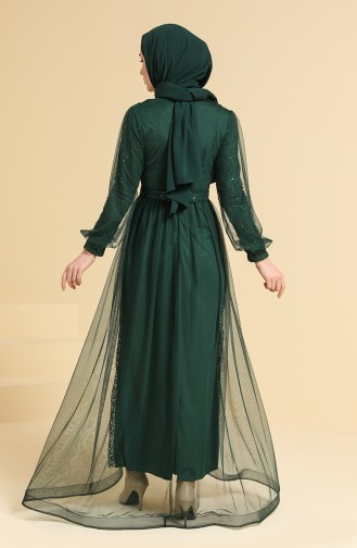Emerald Green Hijab Evening Dress 5629-09