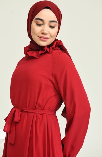 Weinrot Hijab Kleider 0220-01