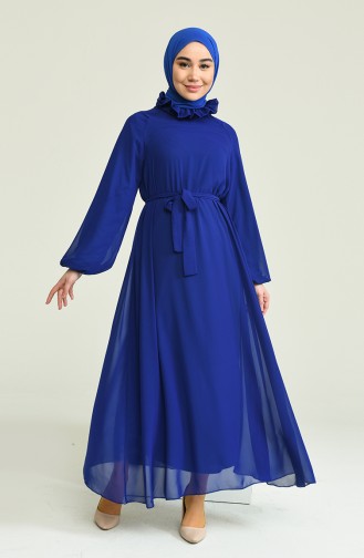 Saks-Blau Hijab Kleider 0220-03