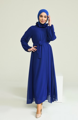 Saks-Blau Hijab Kleider 0220-03