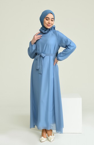 Indigo Hijab Dress 0220-04